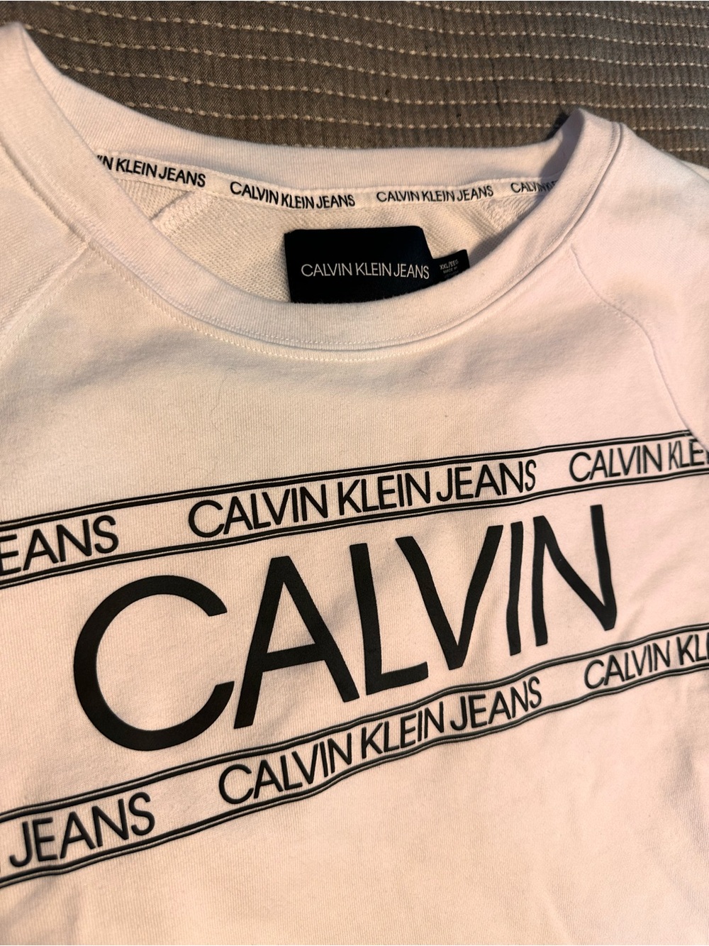 Calvin Klein Jeans White Logo Crop Tee